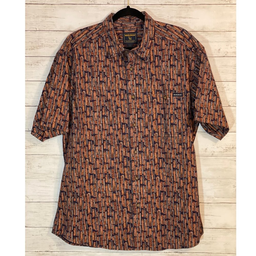 Woolrich 90s Vintage Mens Short Sleeve‎ Button Down